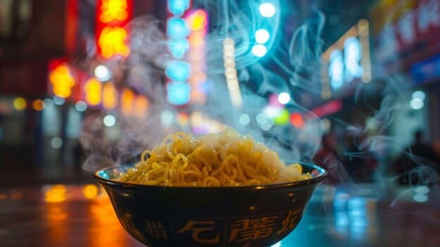 Friends sharing a bowl of ramen